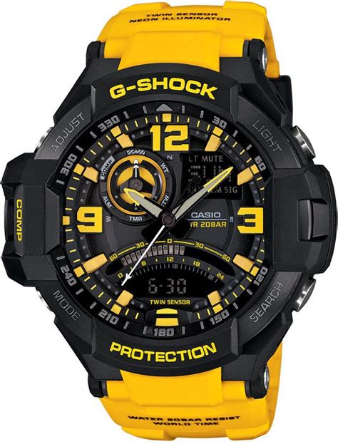 G Shock Men S Analog Digital Yellow Resin Strap Watch 51x52mm GA1000 9B