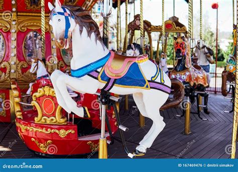 Kid Attractions Colorful Carousel Horse Fun X Stock Photo Image Of