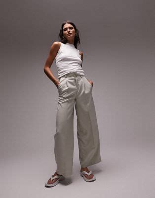 Topshop Asymmetric Wide Leg Pants In Stone Part Of A Set Asos