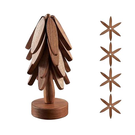 Wooden Trivet For Hot Dishes Tree Shape Trivet Set Heat Coaster D2Z3 Walmart