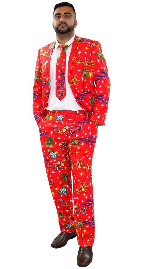 Mens Christmas Fancy Dress Novelty Print Deluxe Festive Costumes Casual