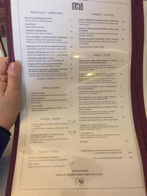 Menu At Sabor Brasil Restaurant Toronto