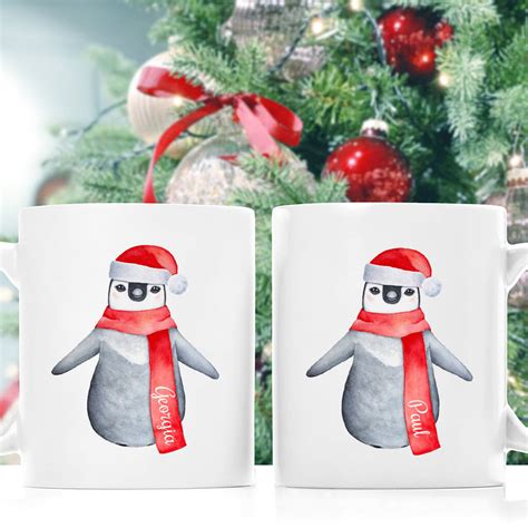 Personalised Set Of Two Penguin Mugs By Andrea Fays