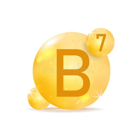 Vitamin B7 Golden Icon Drop Vitamin Pill Capsule Stock Vector