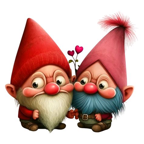 3d Cute Valentines Day Gnomes With Love Rose Flowers 22868980 Png