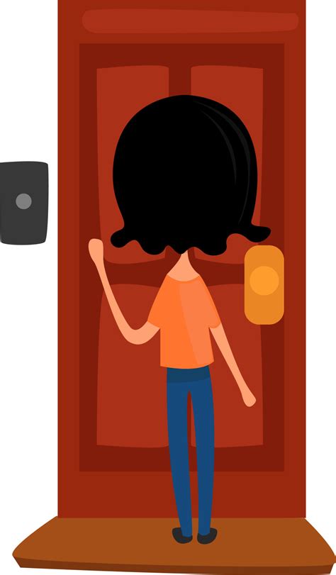 Girl Knocking On The Door Illustration Vector On White Background