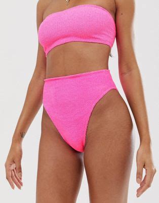 ASOS DESIGN Charlotte Bas de bikini mix and match échancré effet froissé Rose ASOS