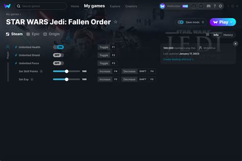 Star Wars Jedi Fallen Order Cheats And Trainer For Epic Games