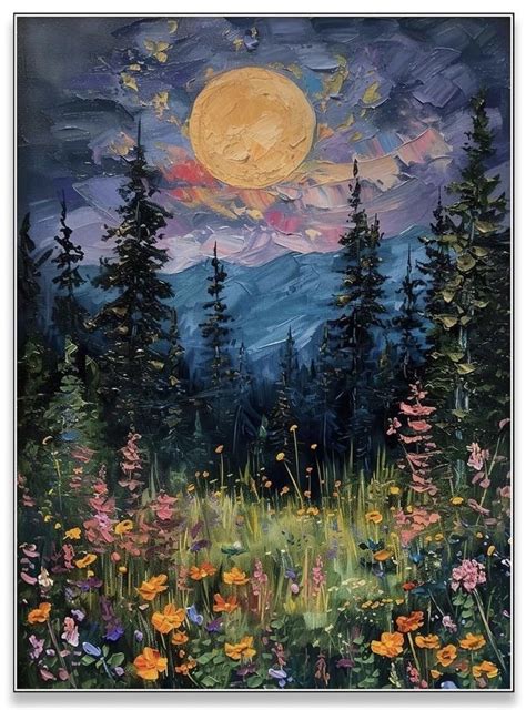 flower field  mountains field  flowers  mountains painting