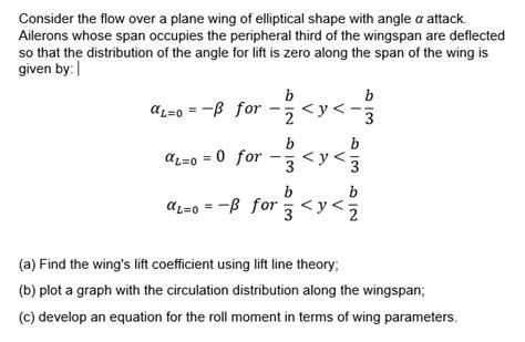 SOLVED: Consider the flow over a plane wing of elliptical shape with ...