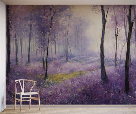 Purple Forest Wallpaper Mural - Etsy