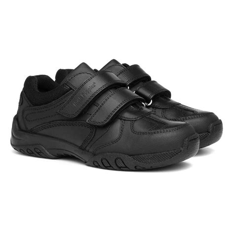 Hush Puppies Boys Shoe Black School Shoe Easy Fasten Jezza Size Ebay