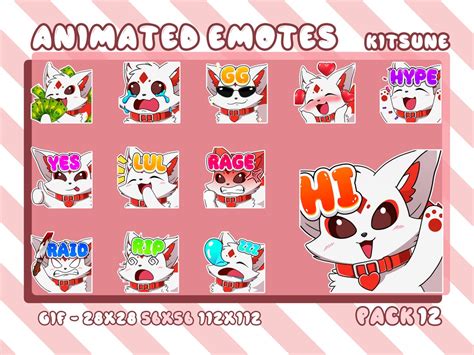 Kitsune Twitch Animated Emotes, 12 Twitch Animated Emotes for Streamer ...