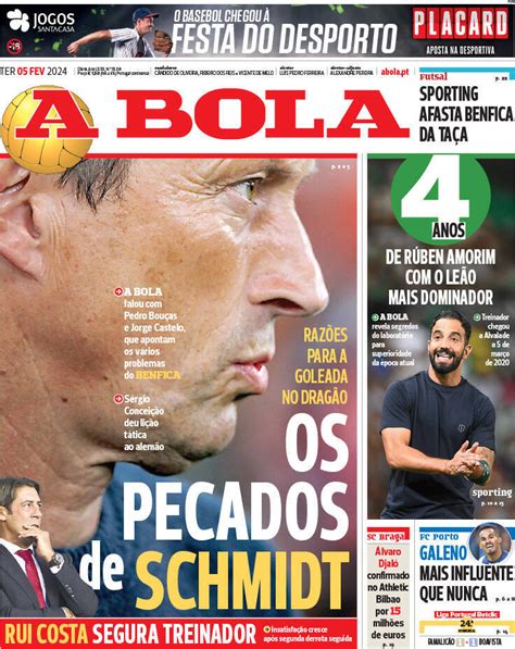 Capa Jornal A Bola 5 março 2024 capasjornais pt