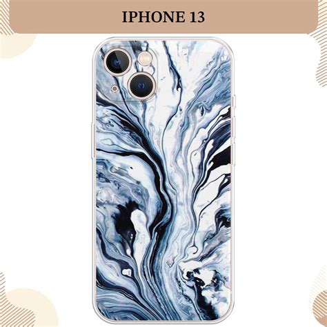 Силиконовый чехол на Apple iPhone 13 / Айфон 13 Голубой минерал мрамор ...