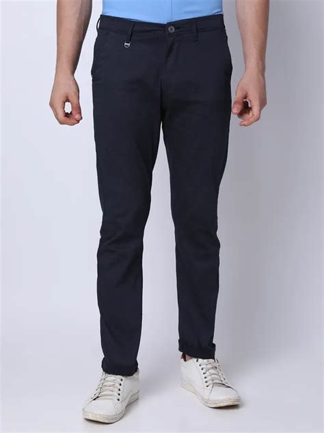 Buy Oxemberg Men Slim Fit Textured Casual Trouser