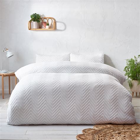 White Yard Chevron Tuft Geometric Duvet Cover Bedding Set Terrys