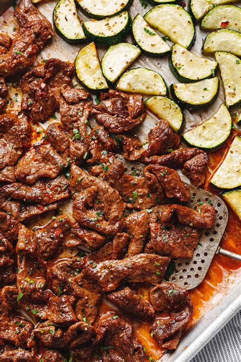 Sheet Pan Steak With Lemon Zucchini Recipe Sheet Pan Steak Dinner