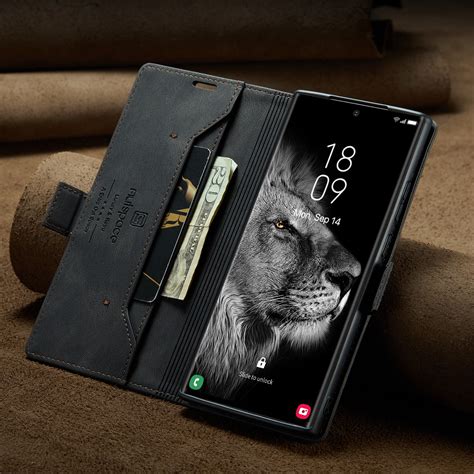 Samsung Galaxy S23 Ultra, CaseMe Retro tok, vékony bőr, pénztárca típus