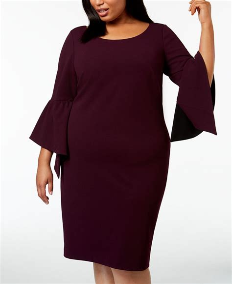 Calvin Klein Plus Size Asymmetrical Bell Sleeve Sheath Dress Macy S