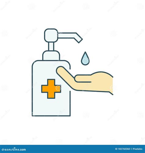 Use Hand Sanitizer Line Color Icon On White Background Stock Vector