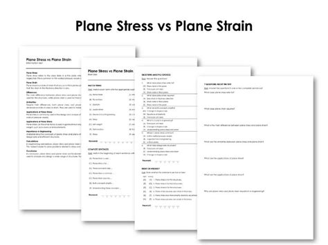 Plane Stress Vs Plane Strain Teaching Resources