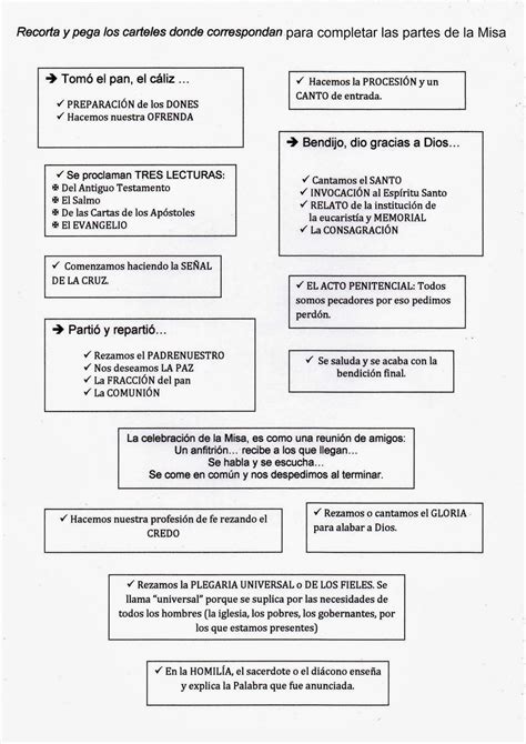 Partes De La Misa Para Niños Para Colorear Santa Misa 9 Elementos