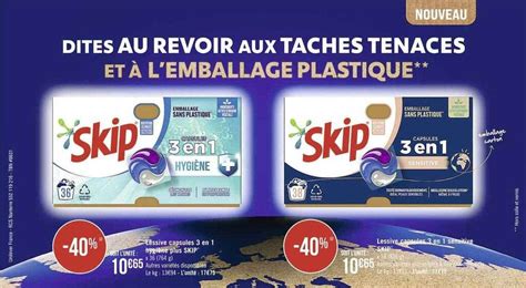 Promo Lessive capsules 3 en 1 hygiène plus skip lessive capsules 3 en