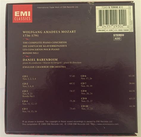 Mozart Complete Piano Concertos Daniel Barenboim English Chamber Emi