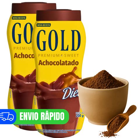Chocolate Diet Para Diabéticos - Kit 2 Achocolatado Diet Premium Gold 200g Para Diabéticos | Shopee Brasil