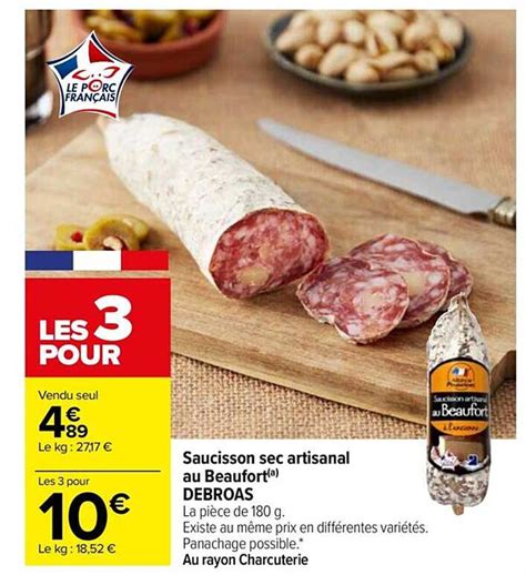 Promo Saucisse Droite Nature Saucisson Sec Nature Aux Noisettes Ou Au