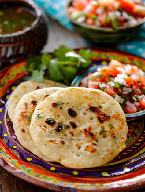 Authentic Salvadoran Pupusas Savory Stuffed Corn Cakes Served On A