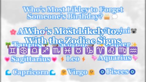 Whos Most Likely To With Zodiac Signs♊♋♎♐♏♓♉♑♈♌♍♒ Youtube