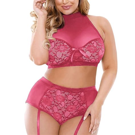 EHQJNJ Lingerie Bodysuit Set Women Lace Lingerie Sleepwear Suit