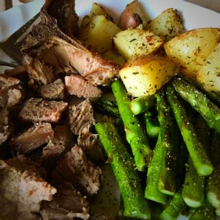 Lamb chops with roasted potatoes and asparagus - Luvs Good Food