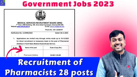 Pharmacy Jobs Recruitment Of Pharmacists 28 Posts Under Medical