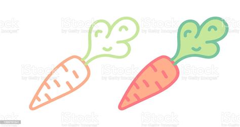 Vector Set Icons Of Carrots Vector Illustration Of Carrot Hand Drawing