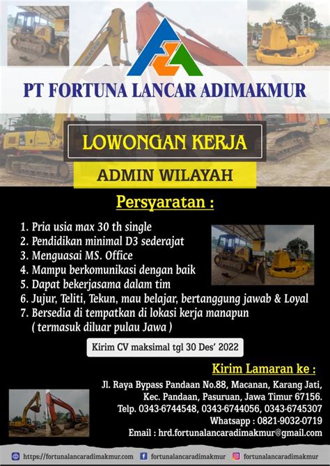 Lowongan Kerja Staff Admin Wilayah Alat Berat