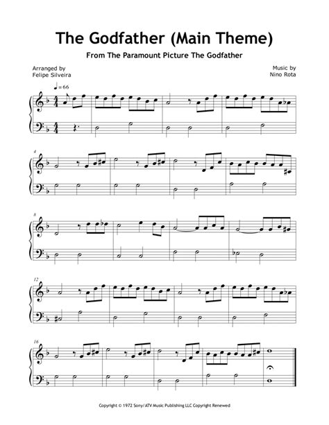 The Godfather Main Theme By Nino Rota Easy Piano Digital Sheet Music Sheet Music Plus