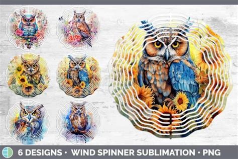 Watercolor Owl Wind Spinner Sublimatio Graphic By Enliven Designs