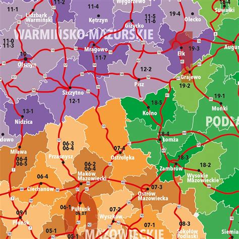 Polska Mapa Cienna Kody Pocztowe X Cm Artglob