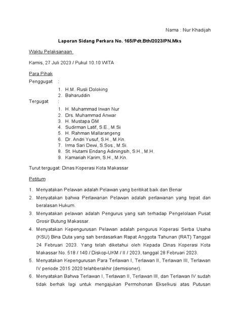 Laporan Sidang Perkara No165 Pdf