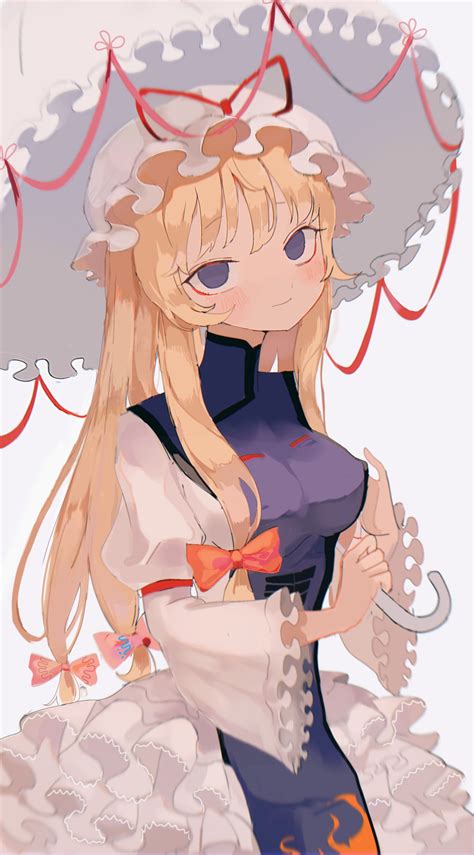 Comkdom Yakumo Yukari Touhou Absurdres Commentary Highres Girl Blonde Hair Closed Mouth