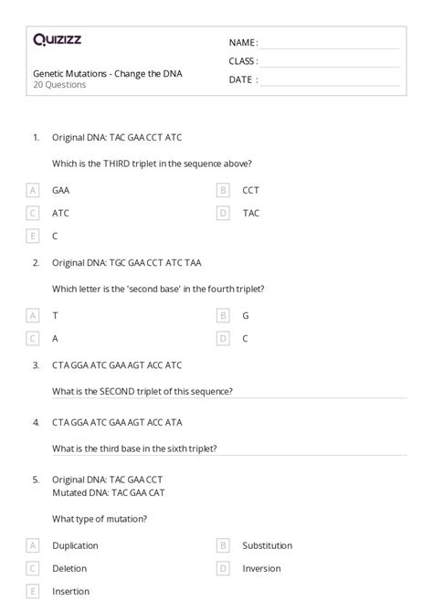 50 Genetic Mutation Worksheets On Quizizz Free And Printable