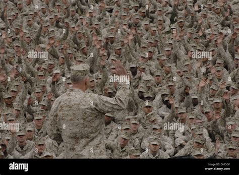 General James Conway Marine Corps Commandant Administers The Marine Oath Of Enlistment During A