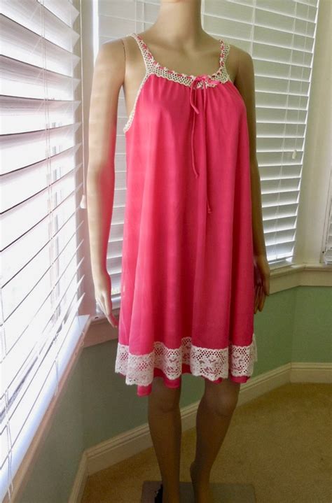 S Chiffon Babydoll Nightgown Vanity Fair Hot Fuchsi Gem