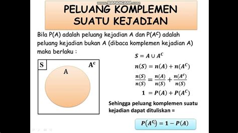 Peluang Komplemen Suatu Kejadian Youtube