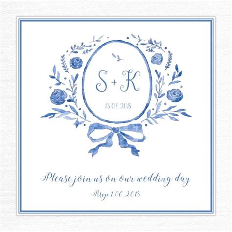 Free Vector | Wedding invitation with a blue floral frame