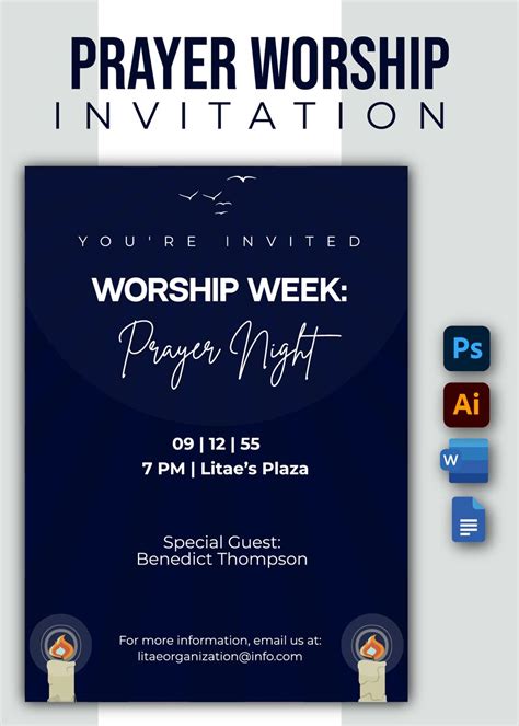 Prayer Worship Invitation In Illustrator Psd Pages Word Publisher