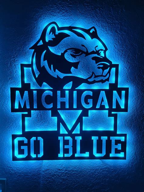 Michigan Go Blue Football Sign With Led Lights - Etsy